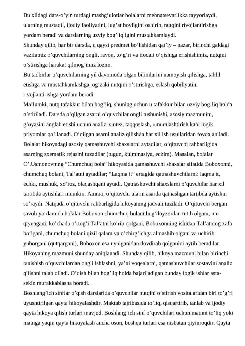 ONA TILI DARSLARIDA O’QUVCHILAR NUTQINI O’STIRISH 4