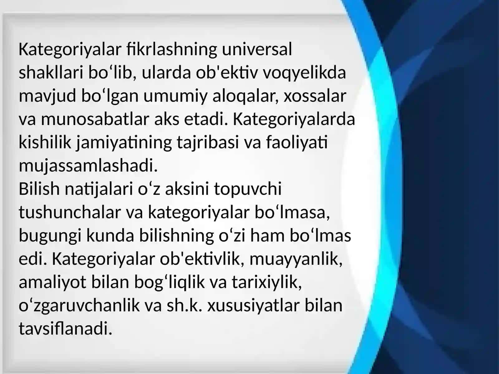 Falsafa qonun va kategoriyalarining ijtimoiy hjarayonlar dialektikasidagi o'rni. 4
