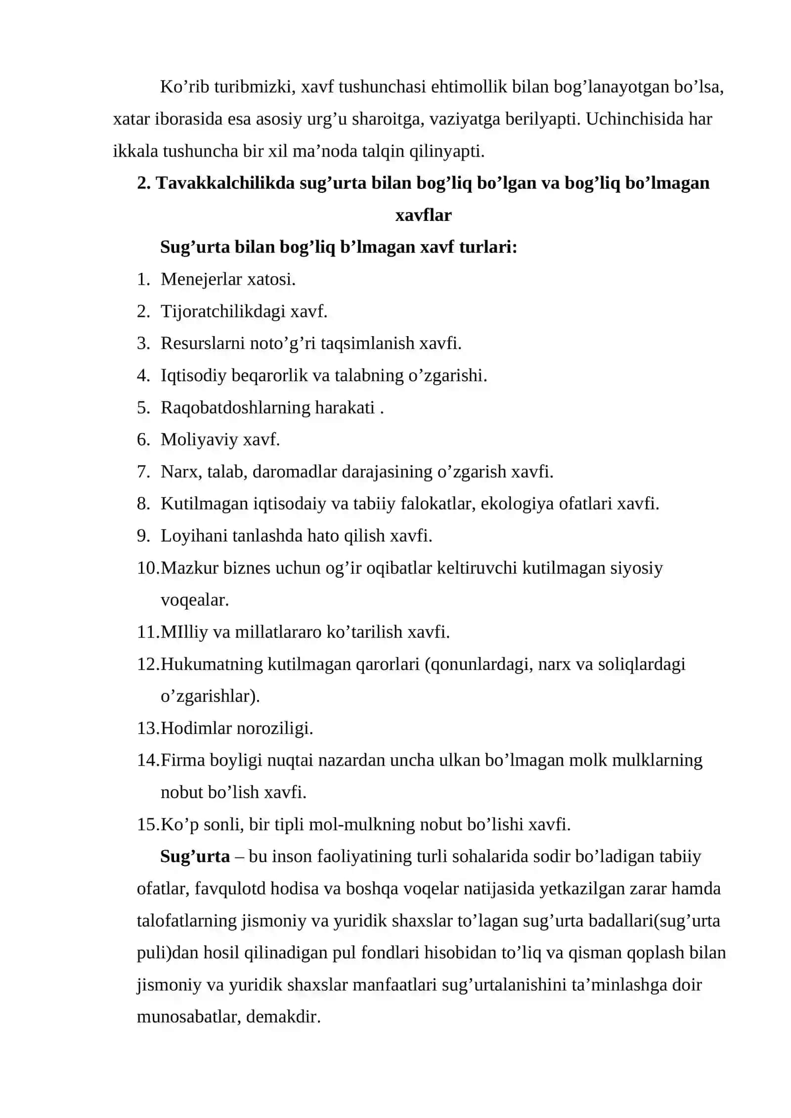Tavakkalchilikni vujudga kelish sabablari 4