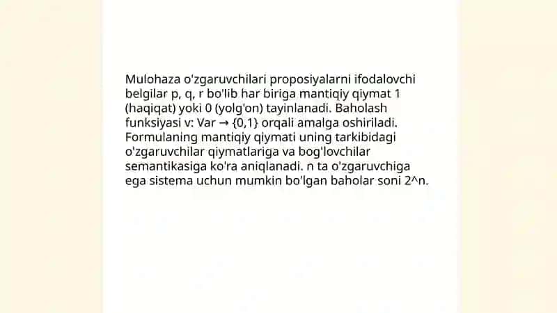 Fikrlar (Mulohazalar) Algebrasi 4