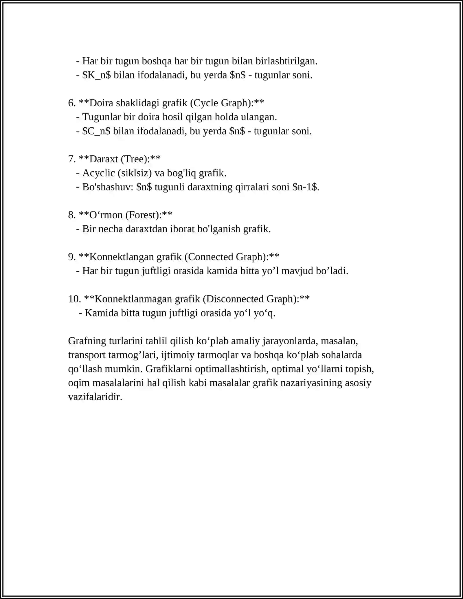 GRAFNI TASVIRLASH (RO'YXAT MATRITSA INCIDENCE MATRITSIASI) 4