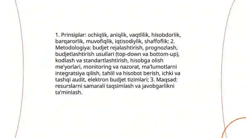 Budjet hisobi standartlari va ularning mazmuni 4