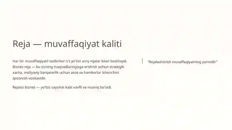 Biznes-reja tuzishning ahamiyati 4