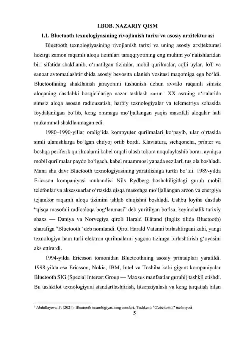 O‘RNATILGAN TIZIMLARDA BLUETOOTH TEXNOLOGIYASI 4