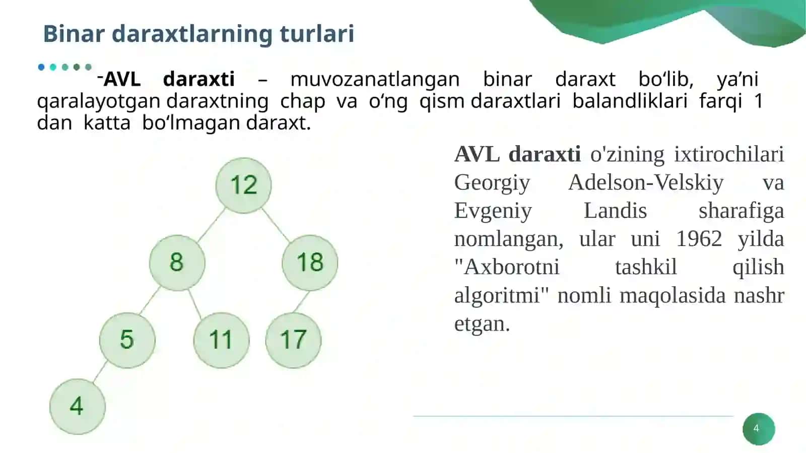 MUVOZANATLASHGAN BINAR DARAXTLAR 4