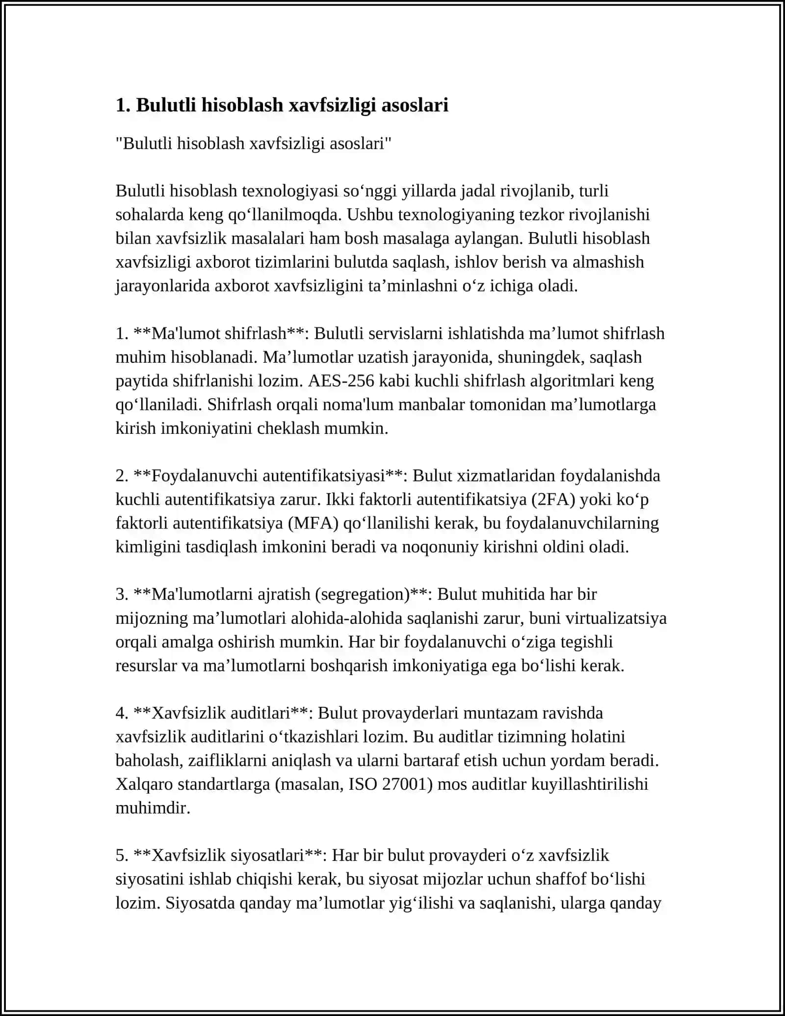 BULUTLI HISOBLASH XAFSIZLIGI 4