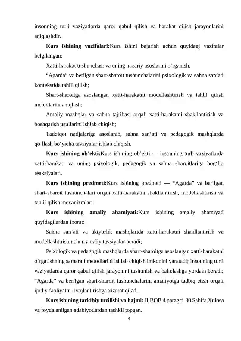 XATTI-HARAKAT. "AGARDA" VA "BERILGAN SHART-SHAROIT" 4