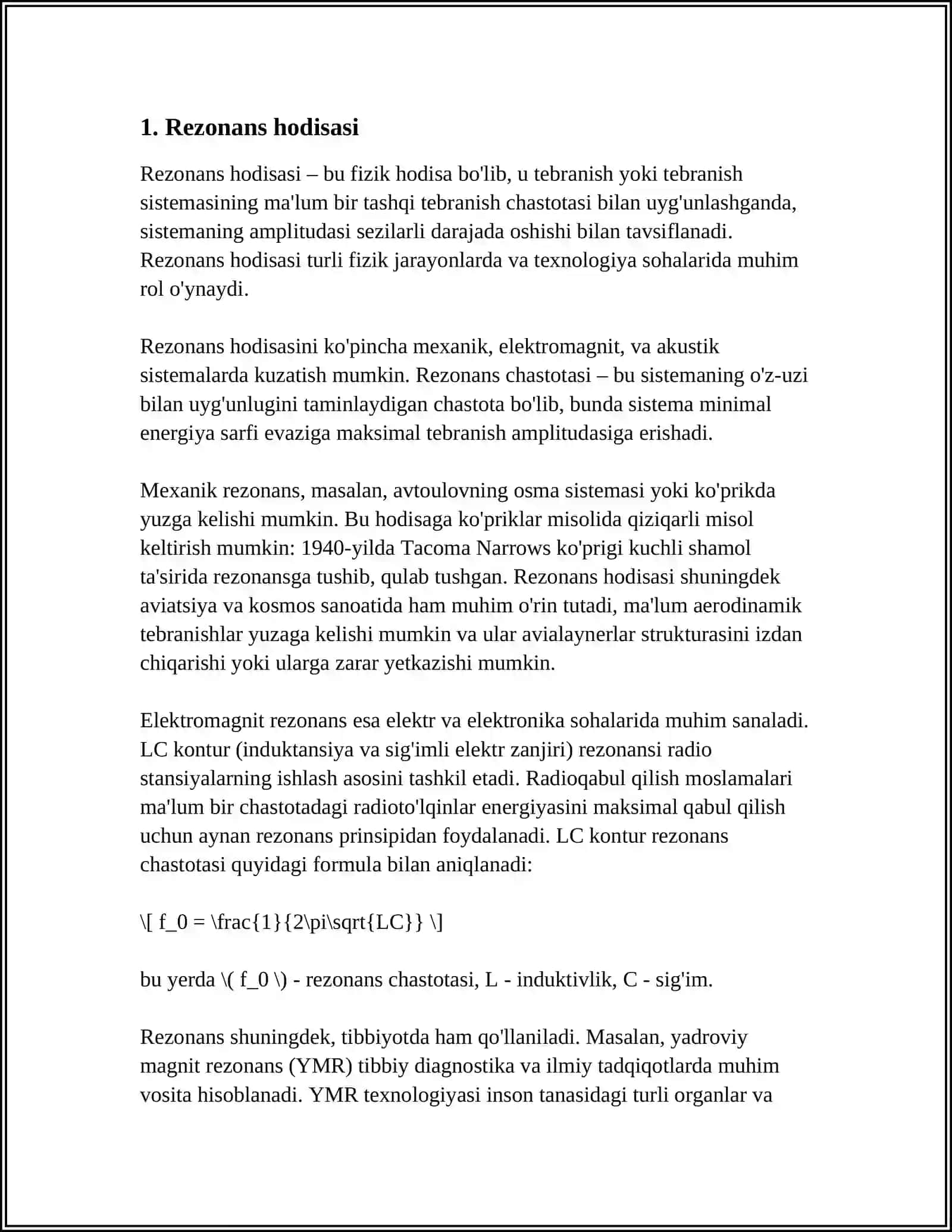 Rezonans hodisasi 4