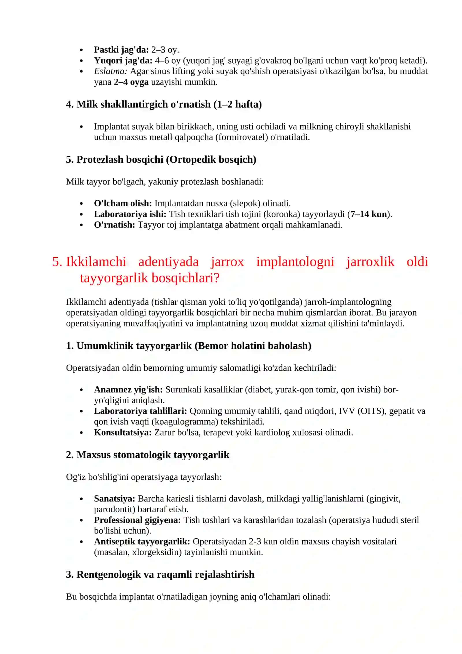 dental implantologiya 1-malaka toifa javoblar 4