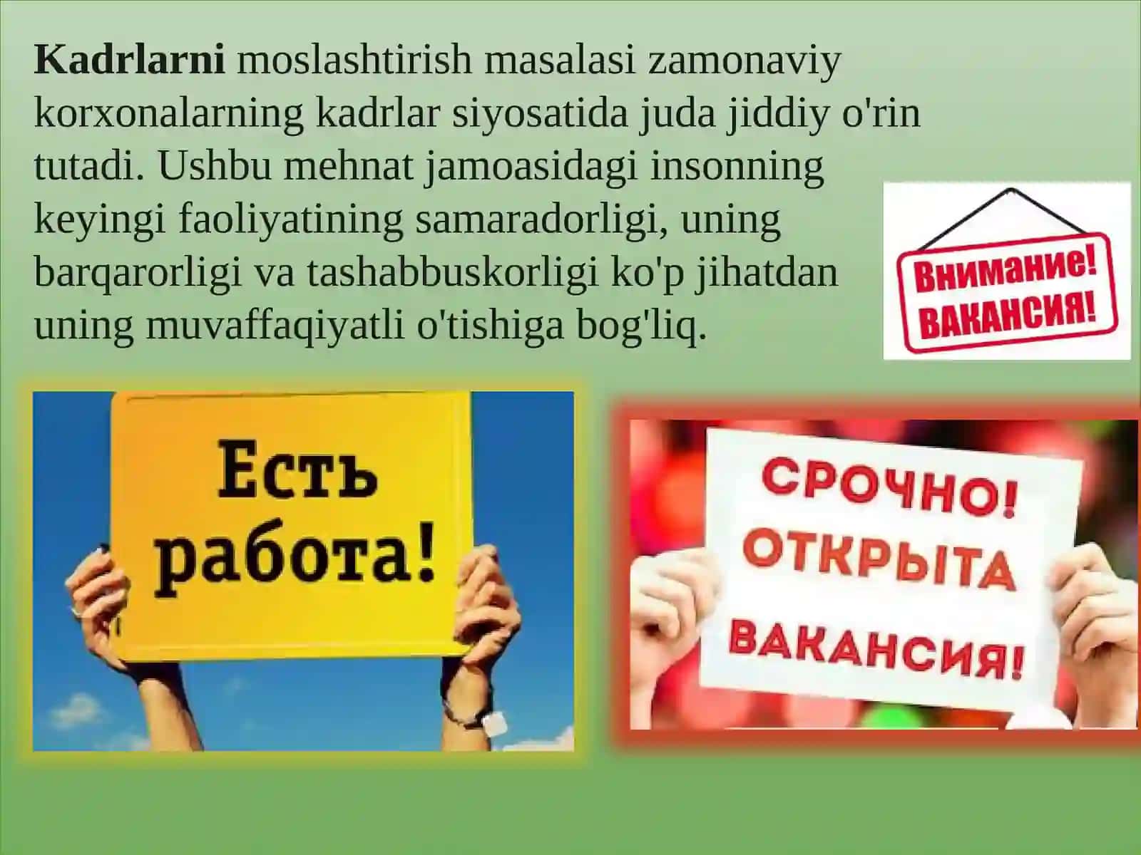XODIMLARNI ISH JOYLARIGA MOSLASHTIRISH ADABIYOTLAR 4