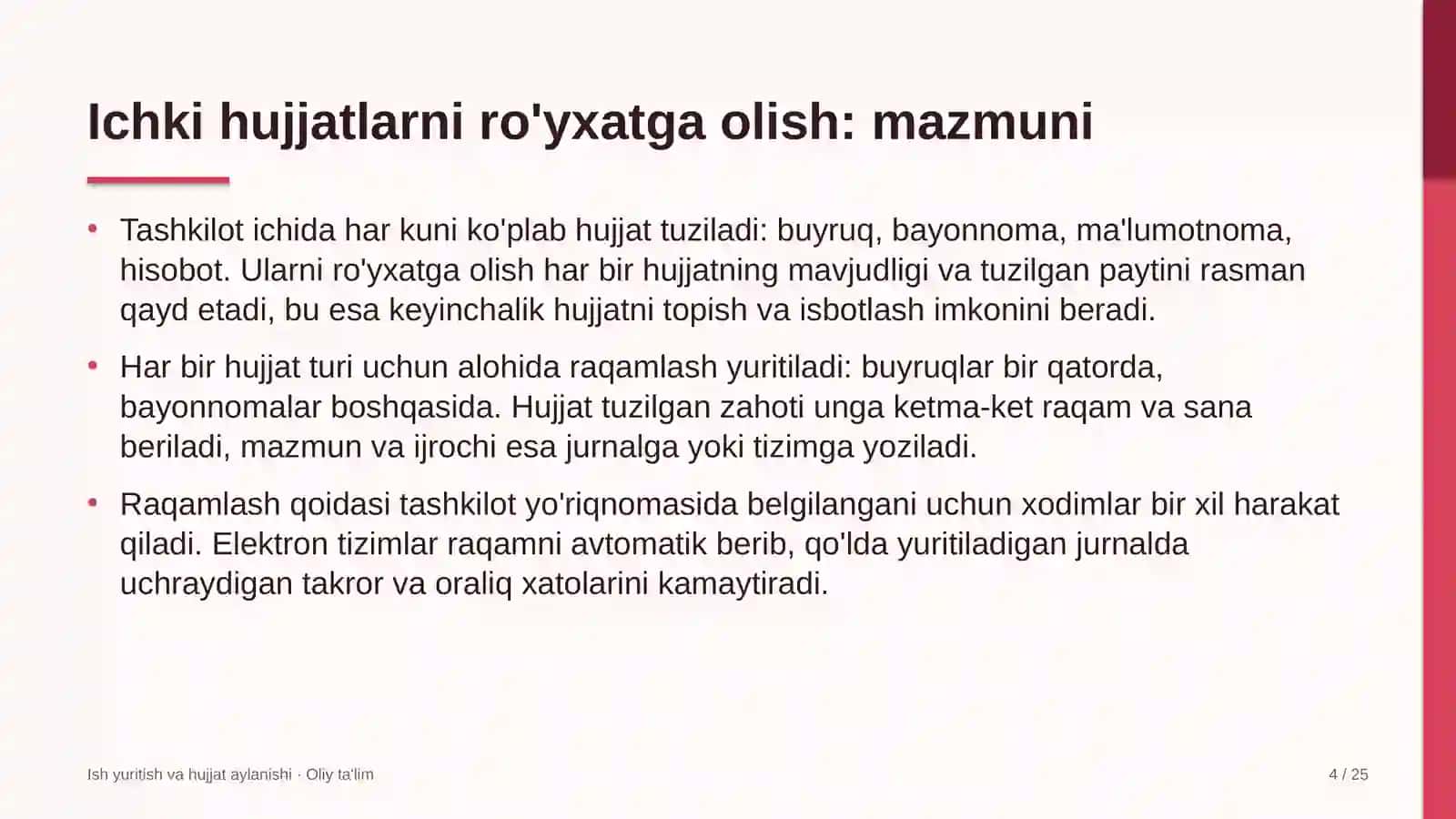 Avtomobil bozorlarida ichki hujjatlarni ro'yxatga olish 4