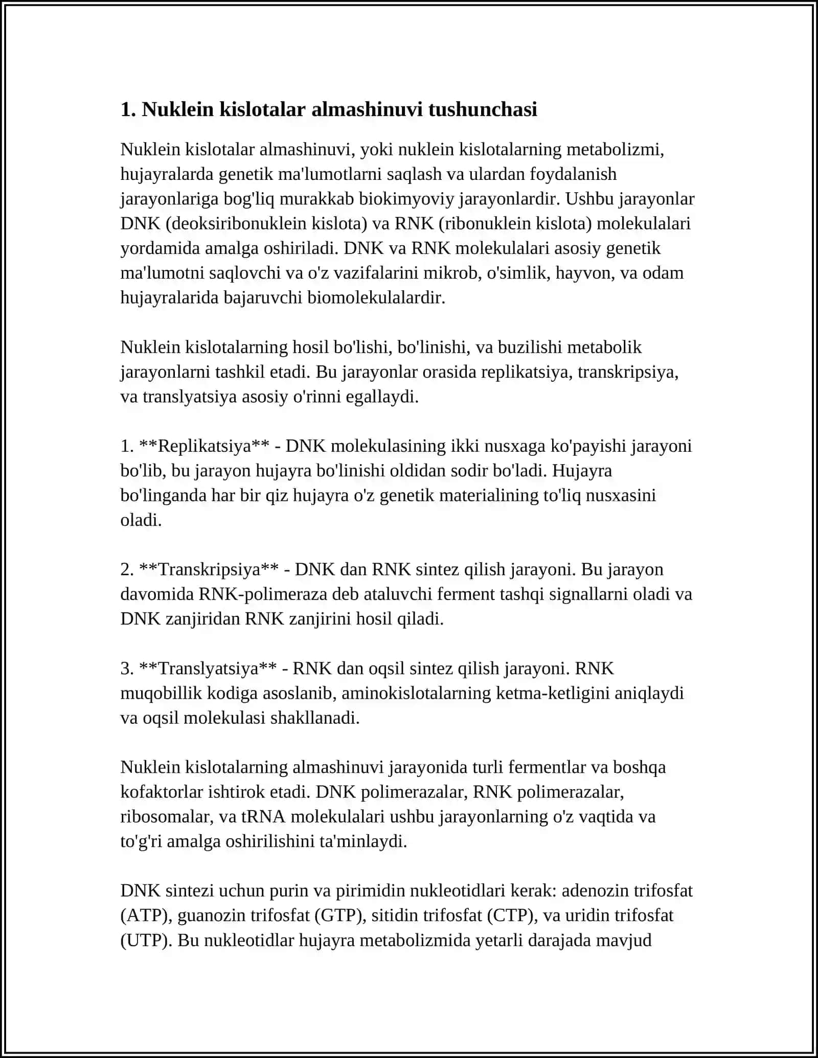 Nuklein kislotalar almashinuvi 4