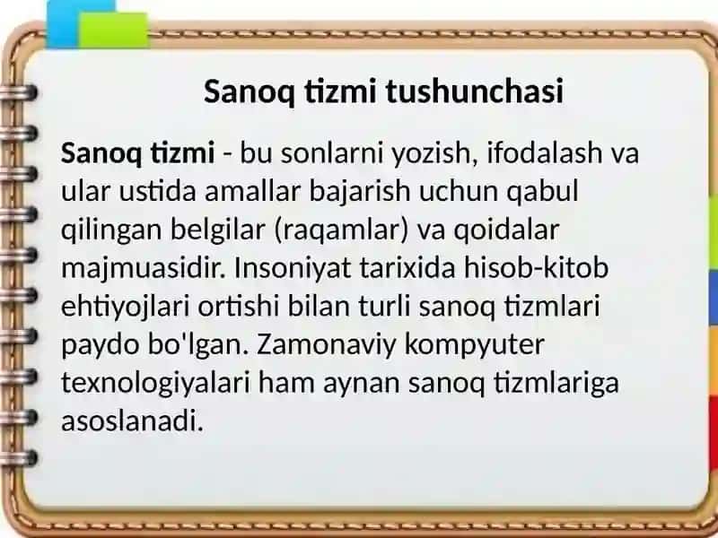 Sanoq tizimi tushunchasi va turlari 4