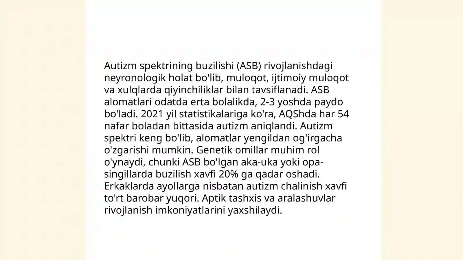 Autizm kasalligi haqida maʼlumot 4