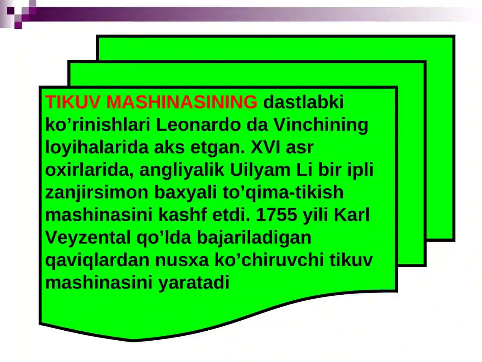 TIKUV MASHINALARI TO’G’RISIDA UMUMIY MA’LUMOTLAR 4