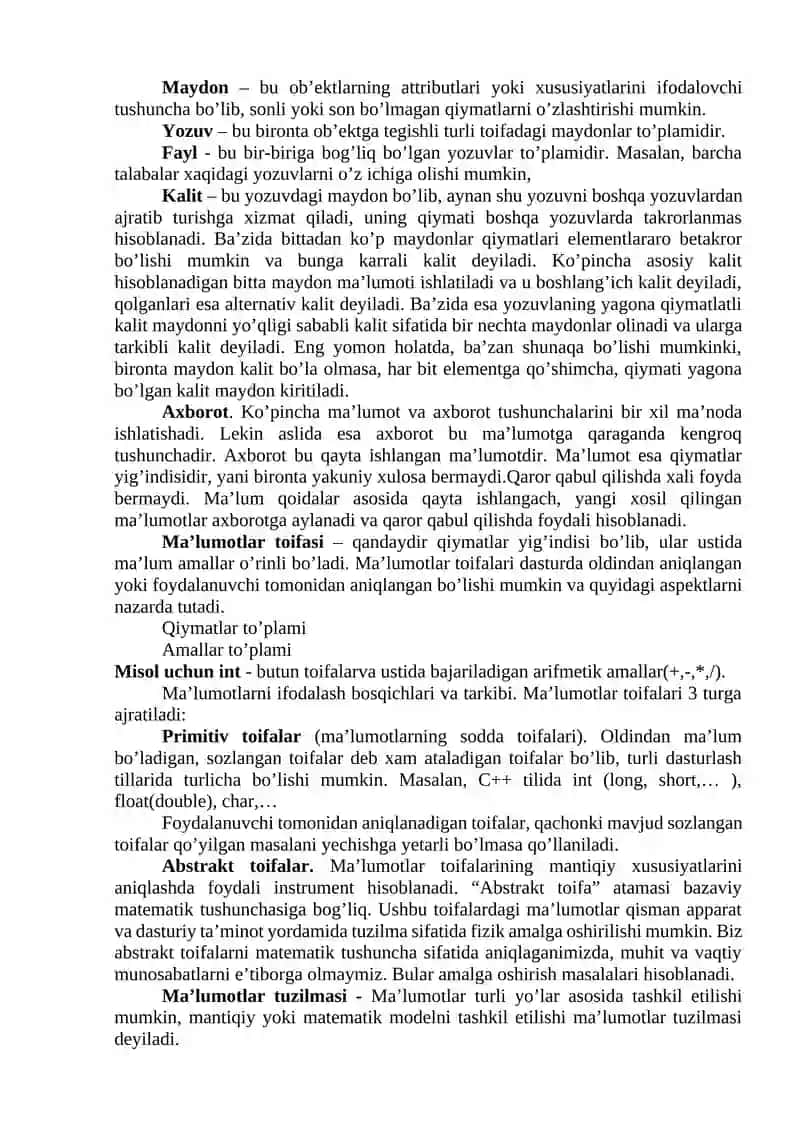 Algoritm va ma'lumotlar turlari 4