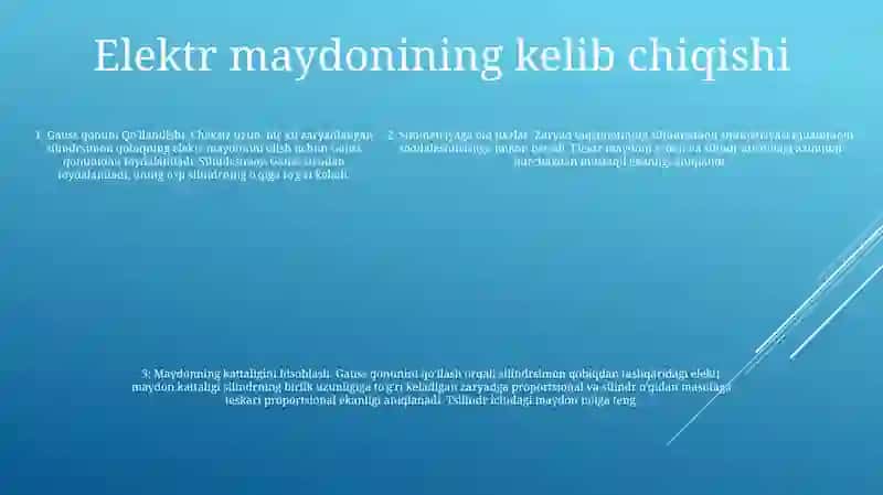 Tekis Zaryadlangan Cheksiz Uzun Silindrlik O'Qning Maydoni 4