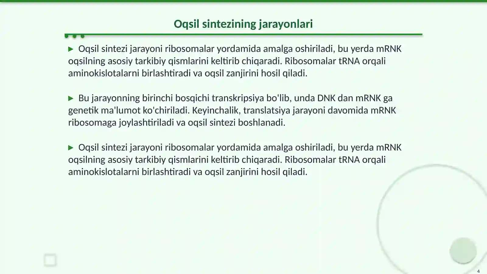 Oqsil sintezi ingibatorlar 4