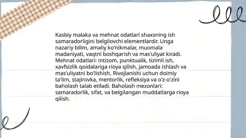 Shaxsning malaka va odatlari 4