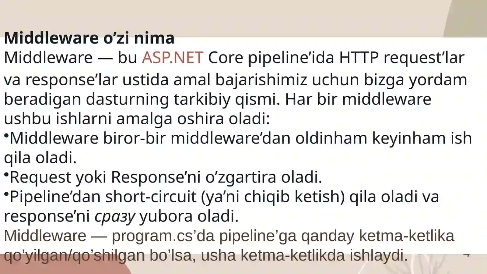Middleware yordamida istisno holatlarini boshqarish 4