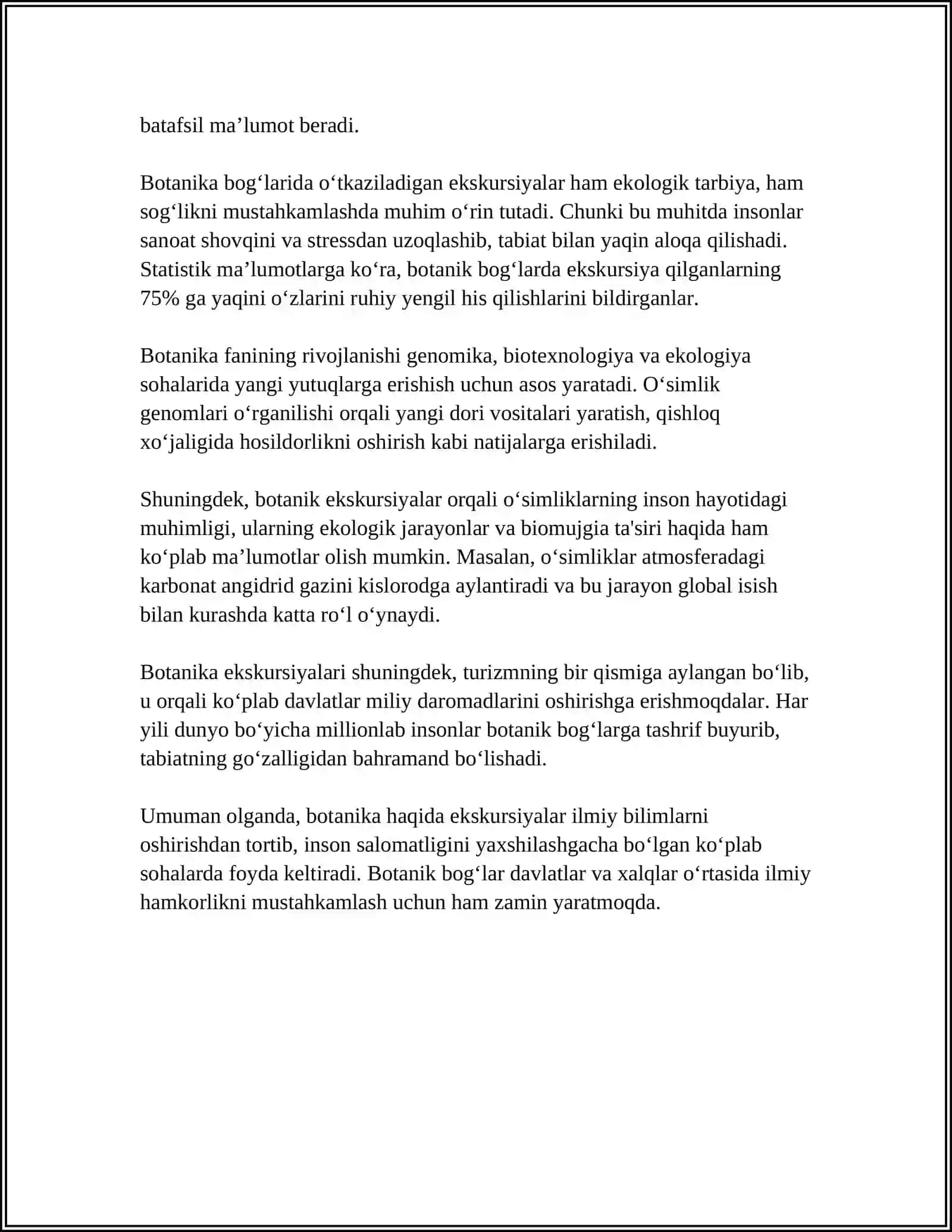 BIOLOGIYA TA'LIM YOʻNALISH MUSTAQIL ISH 4