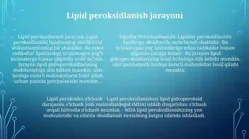 Lipidlar Pereoksidlanishi 4