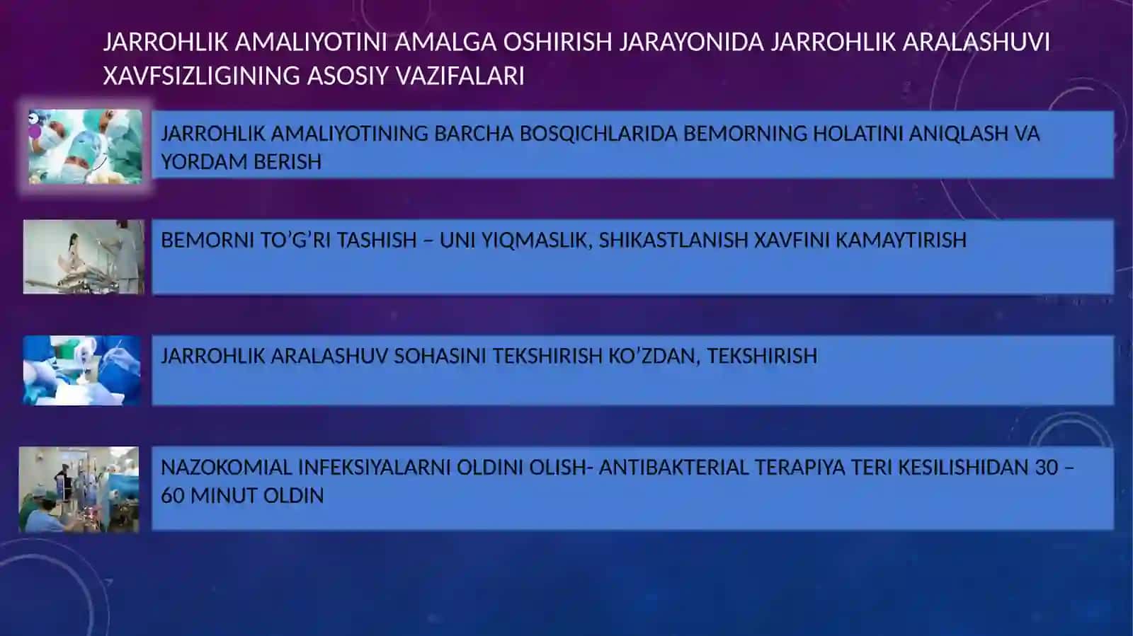 Jarrohlik aralashuvlari bilan bog’liq asorotlarning oldini olish 4