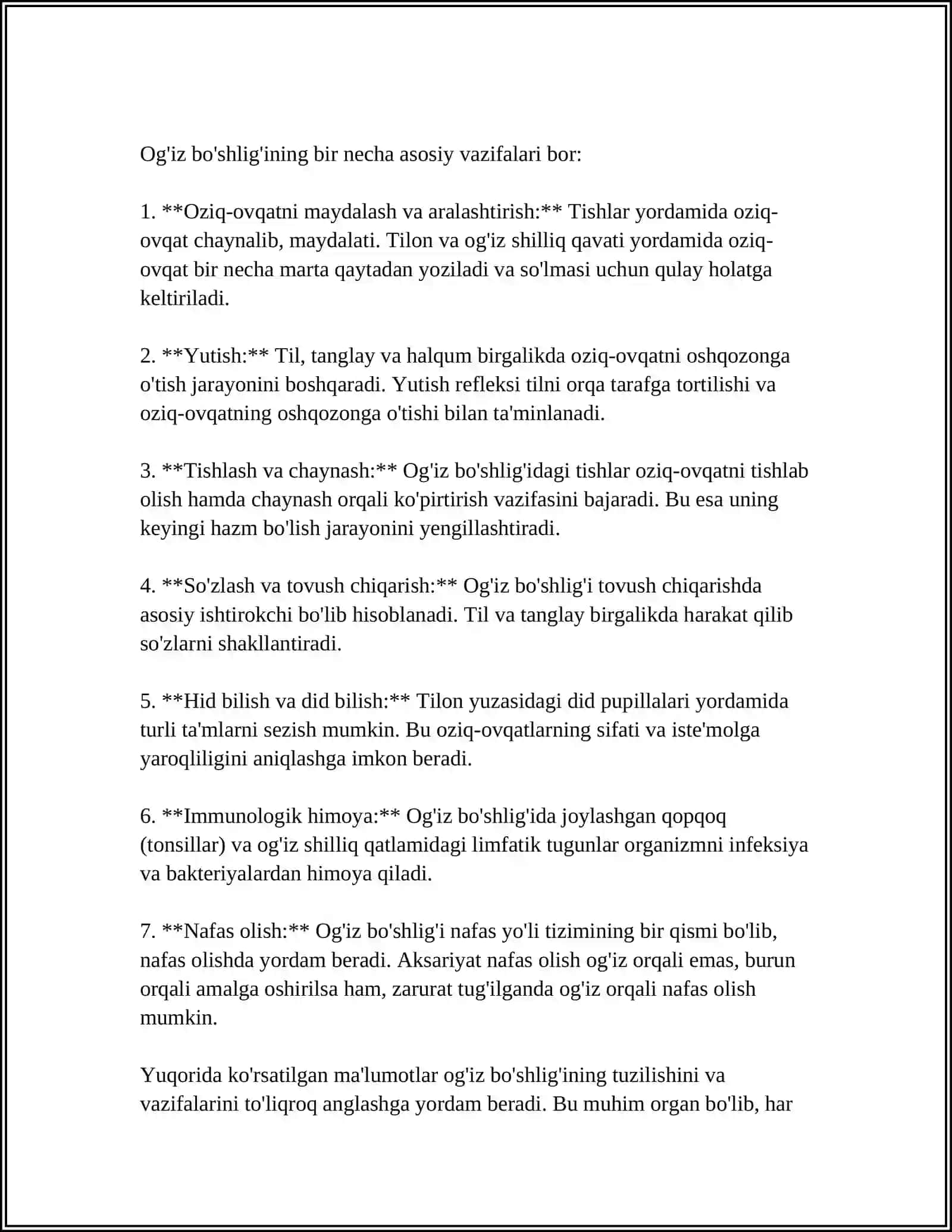 ODAMDA OVQAT HAZM QILISH A'ZOLARI, FIZIALOGIYASI VA PATOLOGIYASI 4