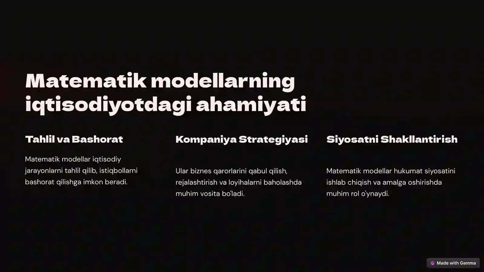 Matematik modellarning kasbiy sohalardagi tatbiqlari 4