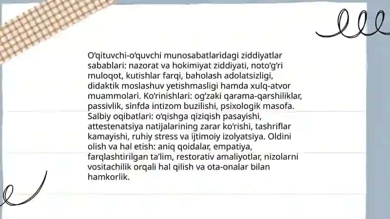 Pedagogik nizolar va ziddiyatlar 4