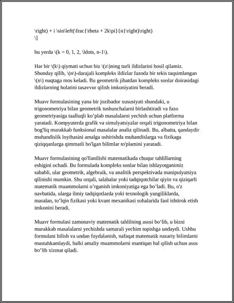 MUAVR FORMULASI KOMPLEKS SONDAN ILDIZ CHIQARISH 4