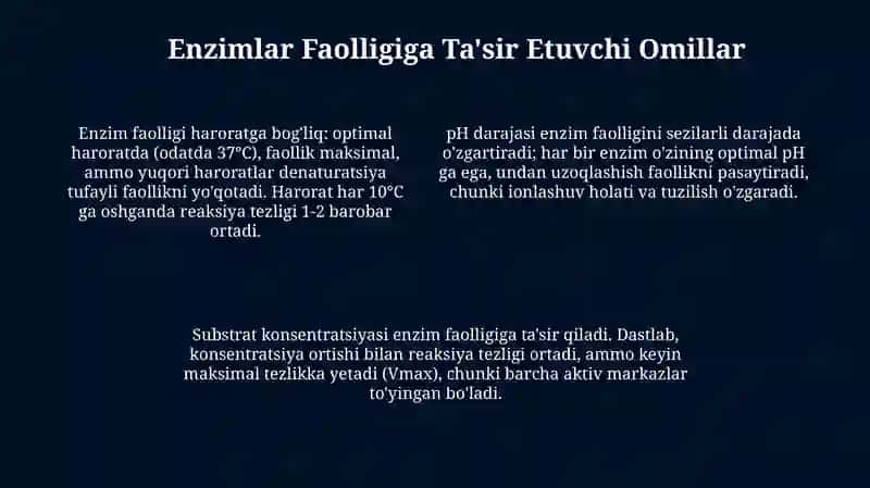 Fermentlar xossalari va organizmdagi roli 4