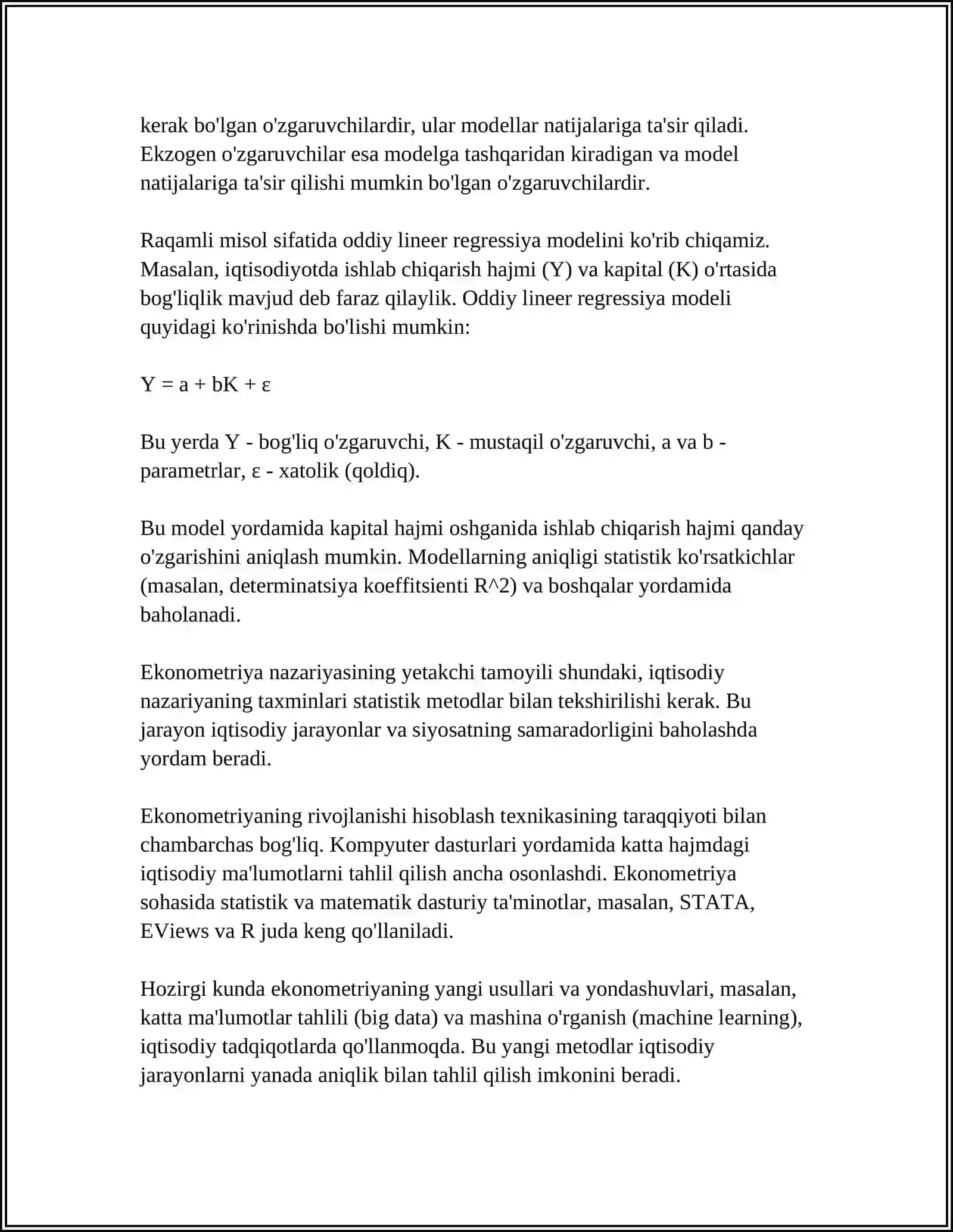 EKONOMETRIK MODELLARNI BAHOLASH 4