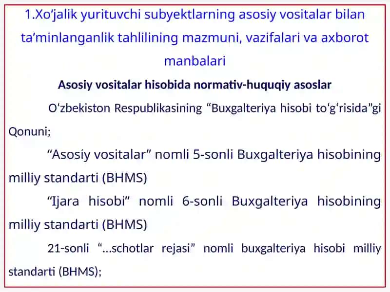 Asosiy vositalar holatini tahlil qilish 4