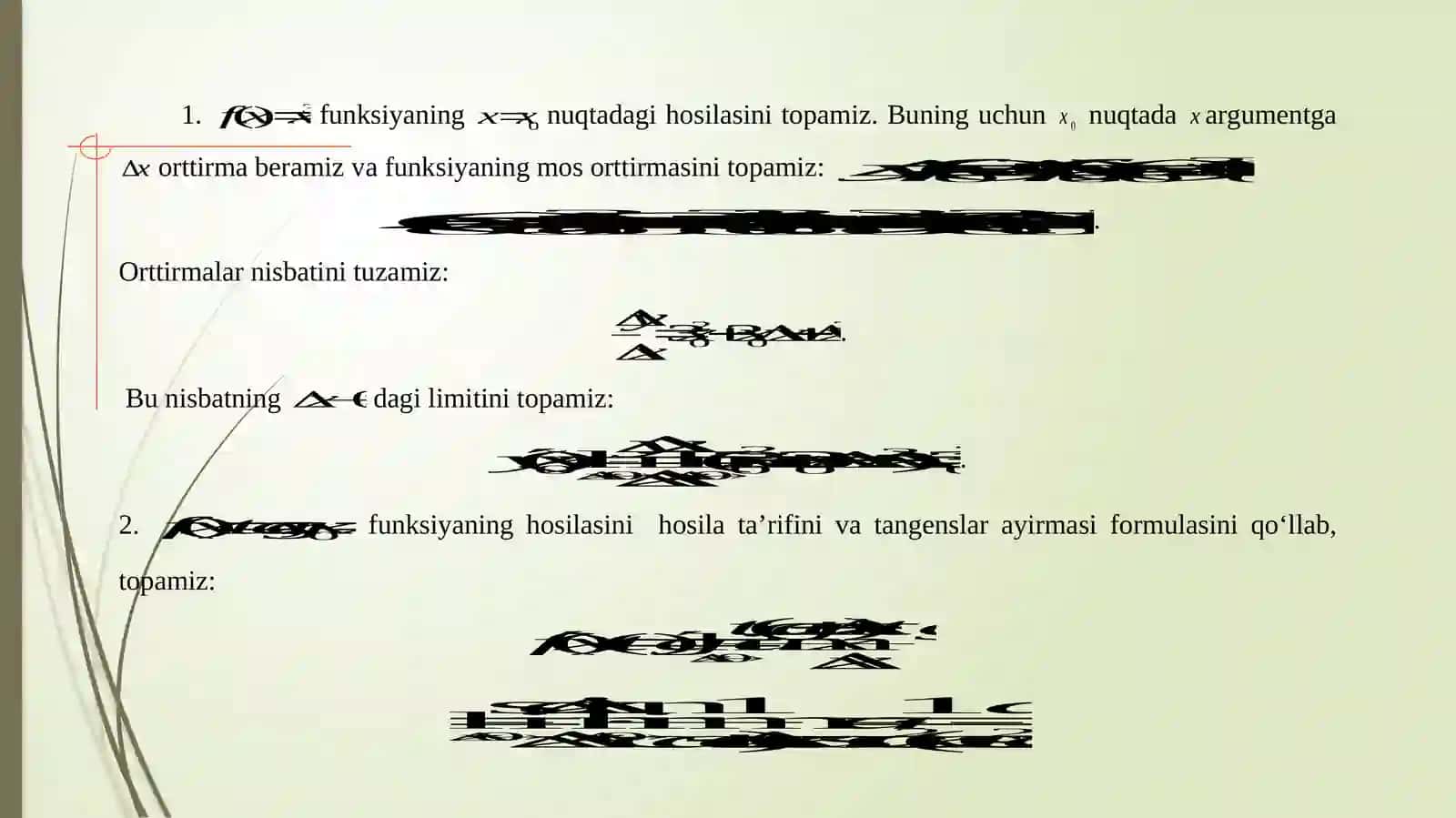 Funksiyaning hosilasi va differensiali 4