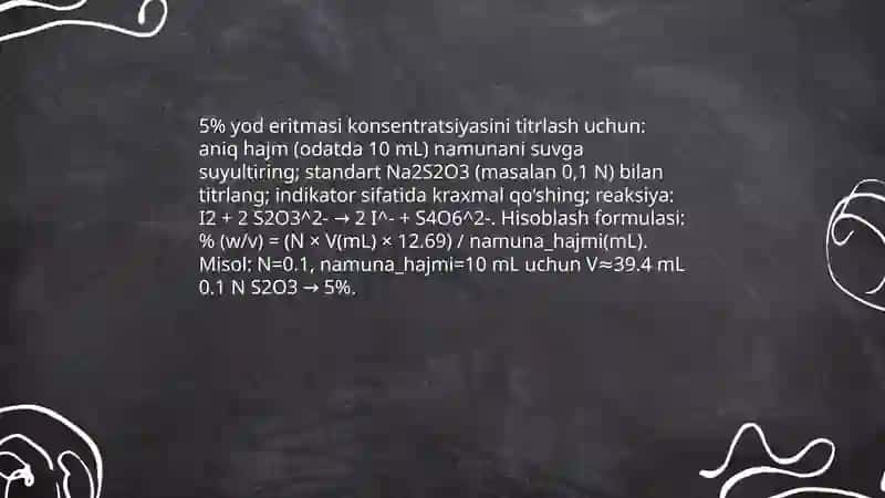 5% Yod eritmasini sifatini baholash,qadoqlash va o’rash 4