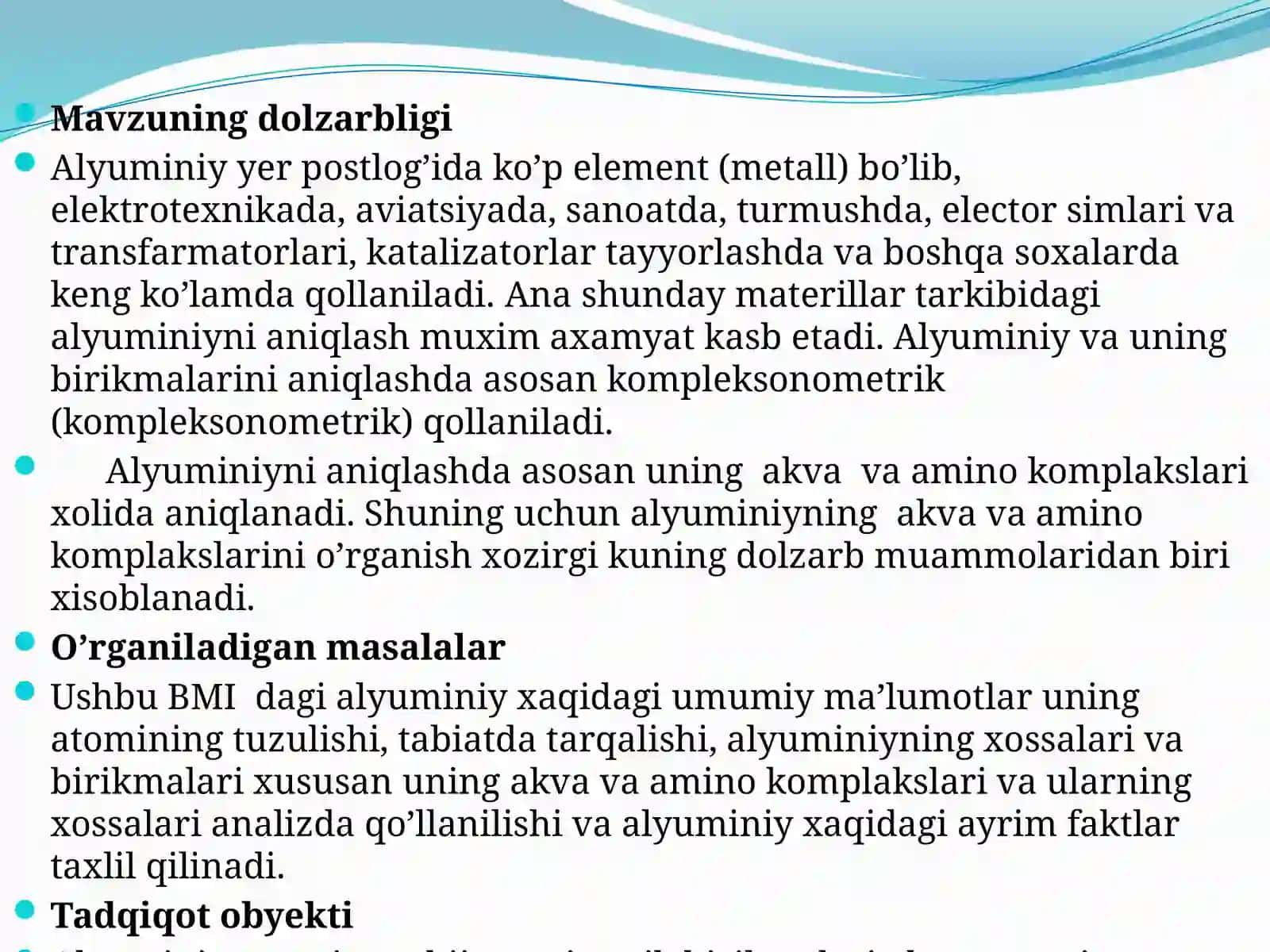Alyuminiyning akva-aminokoompleks birikmalari 4