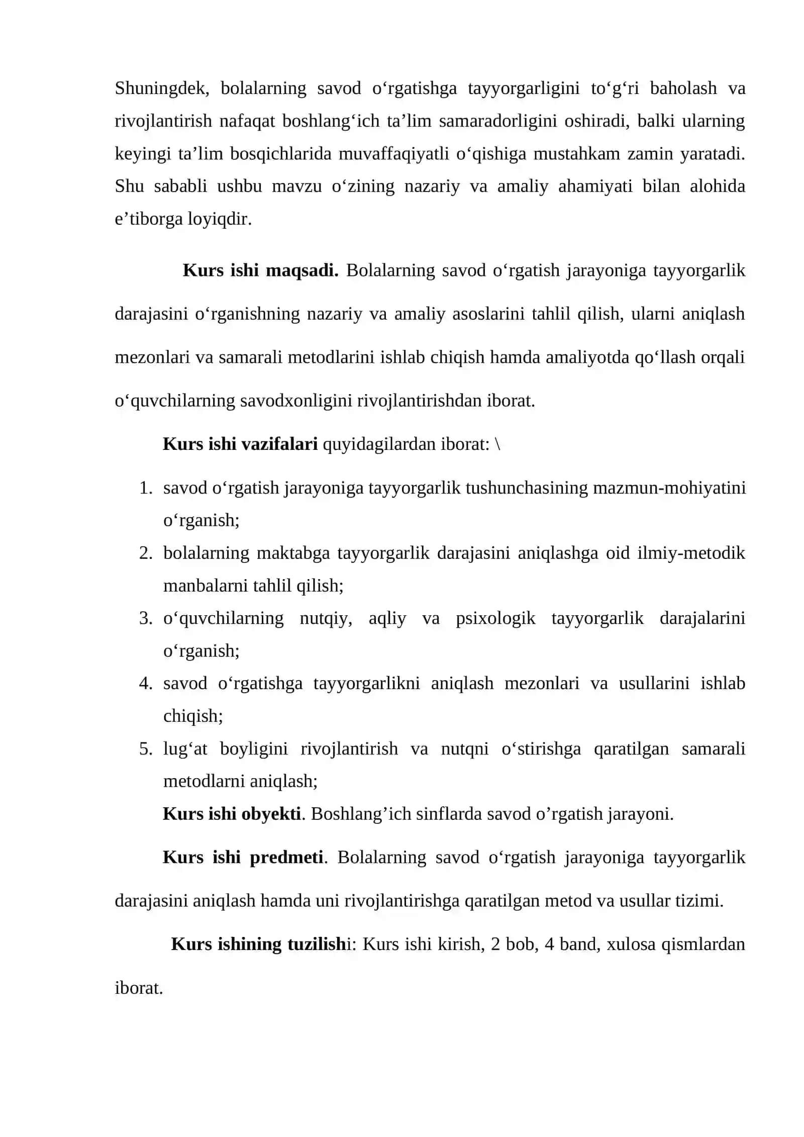“Bolalarning savod o’rgatish jarayoniga tayyorgarligini o’rganish” 4