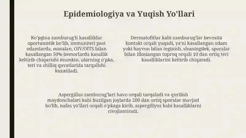 Zamburug’lik asalliklarining o’ziga xos xususiyatlari 4