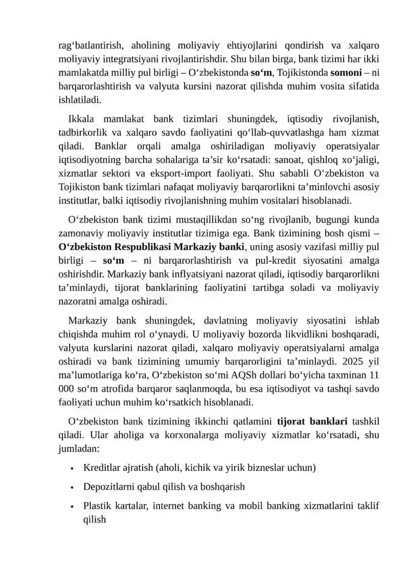 O'zbekiston va Tojikiston banklari 4