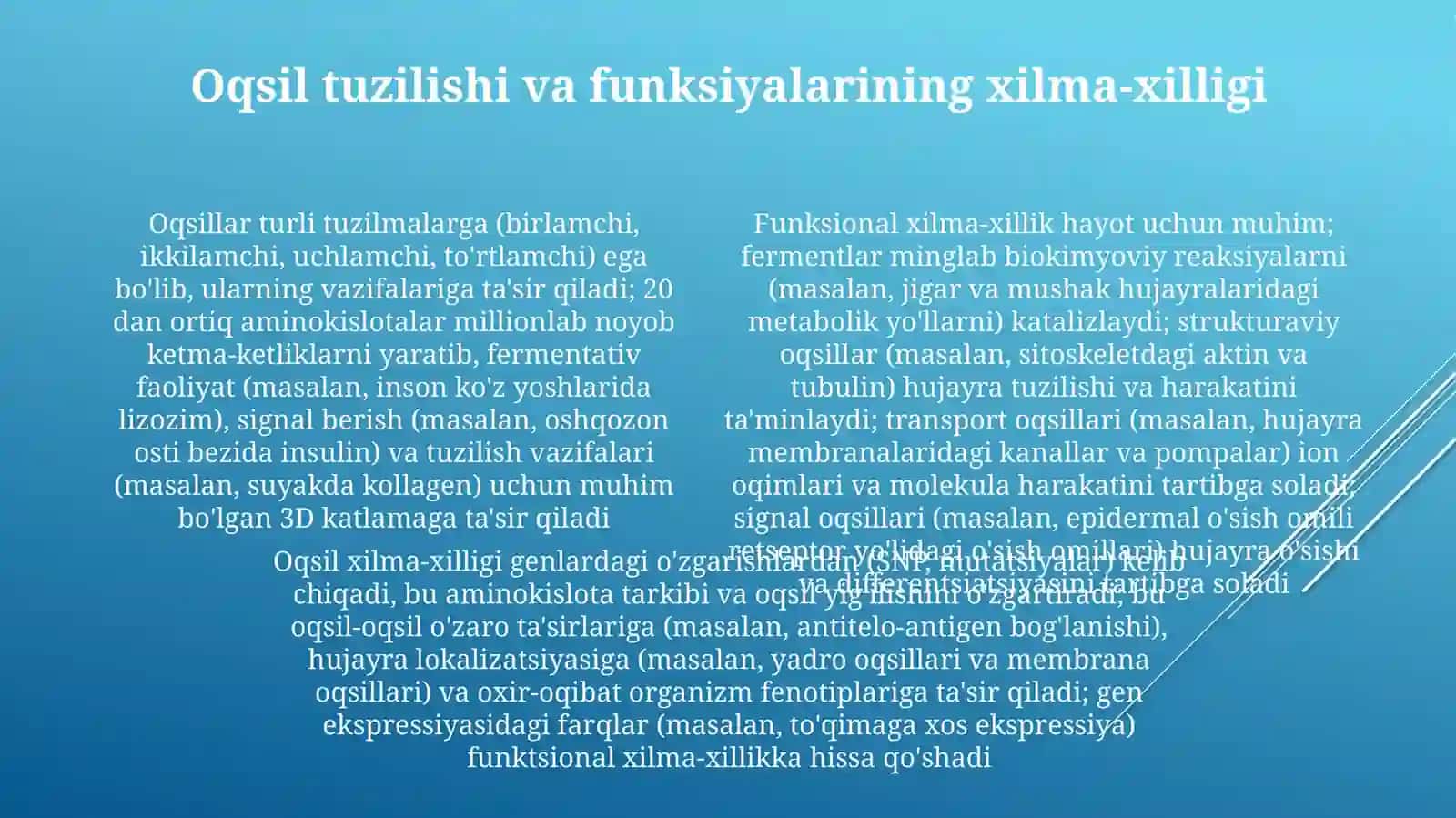 Oqsillarning koʻpshakilligi va hamiyati 4