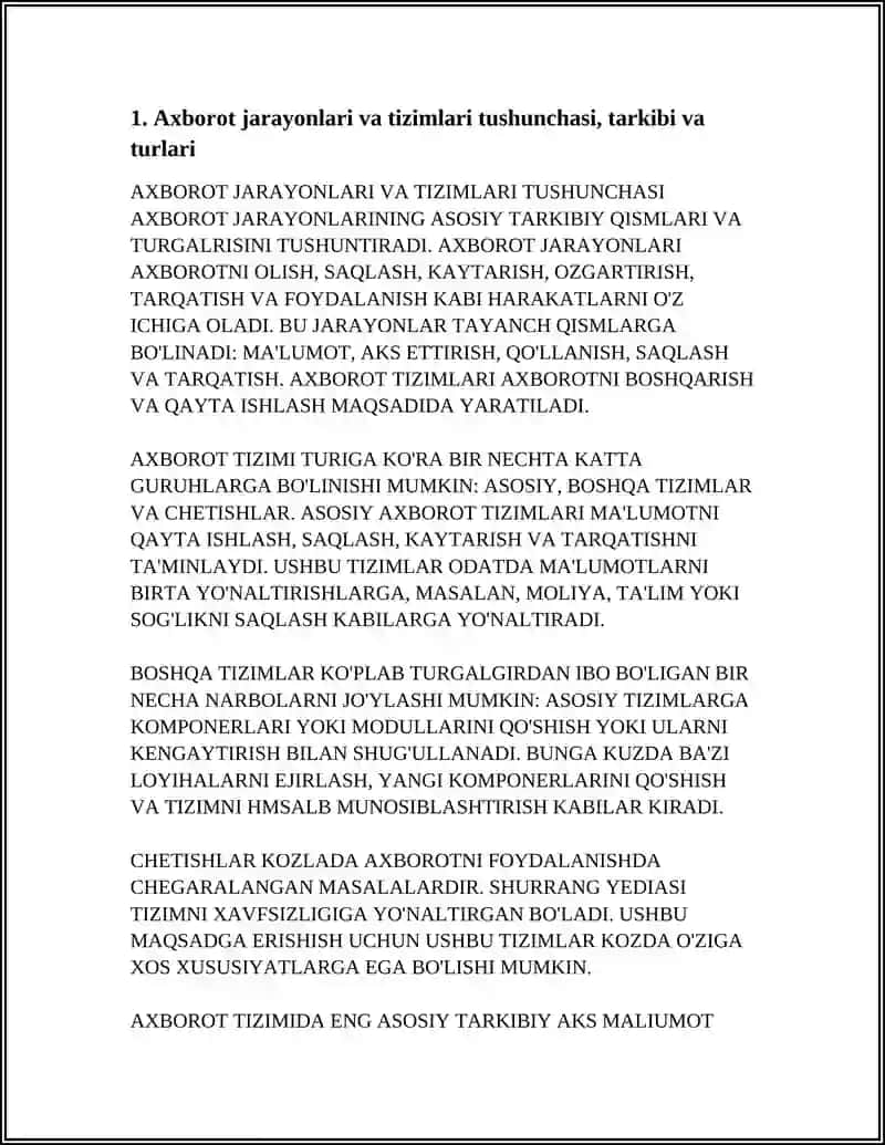 AXBOROT JARAYONLARI VA TIZIMLARI TUSHUNCHASI 4