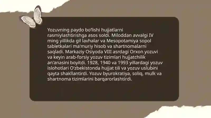 Hujjatlarjing paydo bo'lishi va tarixi 4