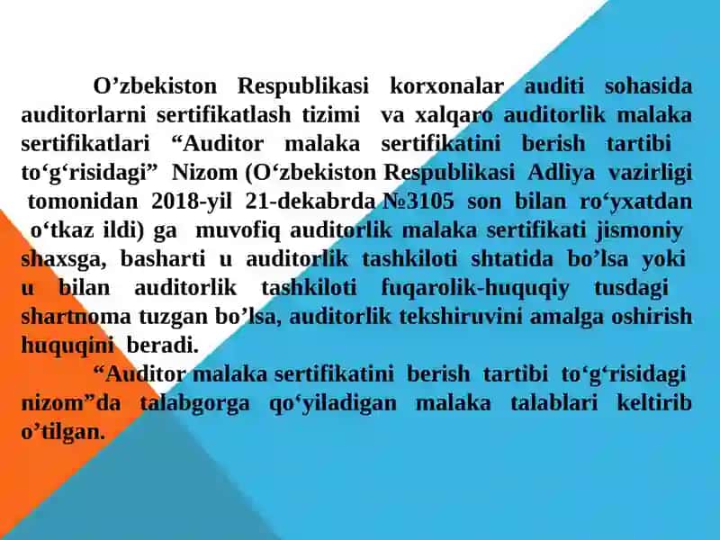 Auditorlik kasbiga malakaviy va axloqiy talablar 4