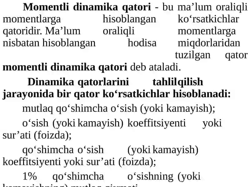 Dinamikani statistik о‘rganish usullari 4