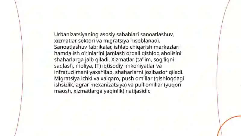Jahon urbanizatsiyasi va uning mintaqaviy xususiyati 4