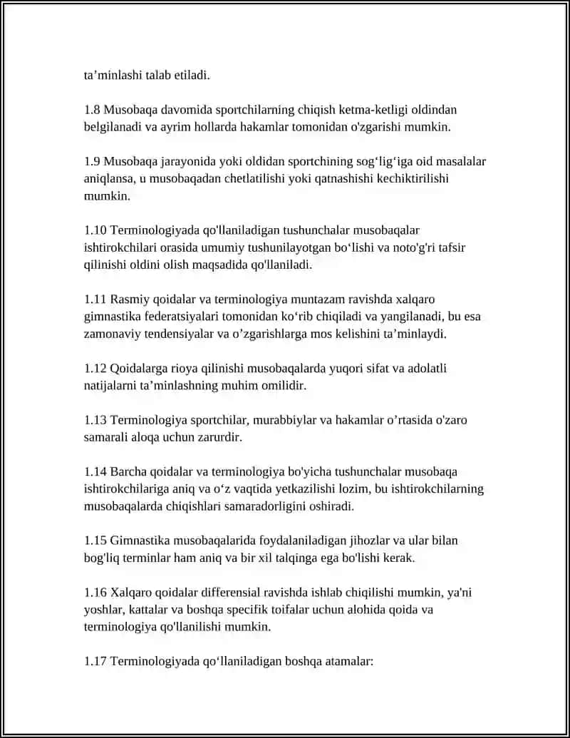 GIMNASTIKA SPORT TURINING RASMIY QOIDALARI 4