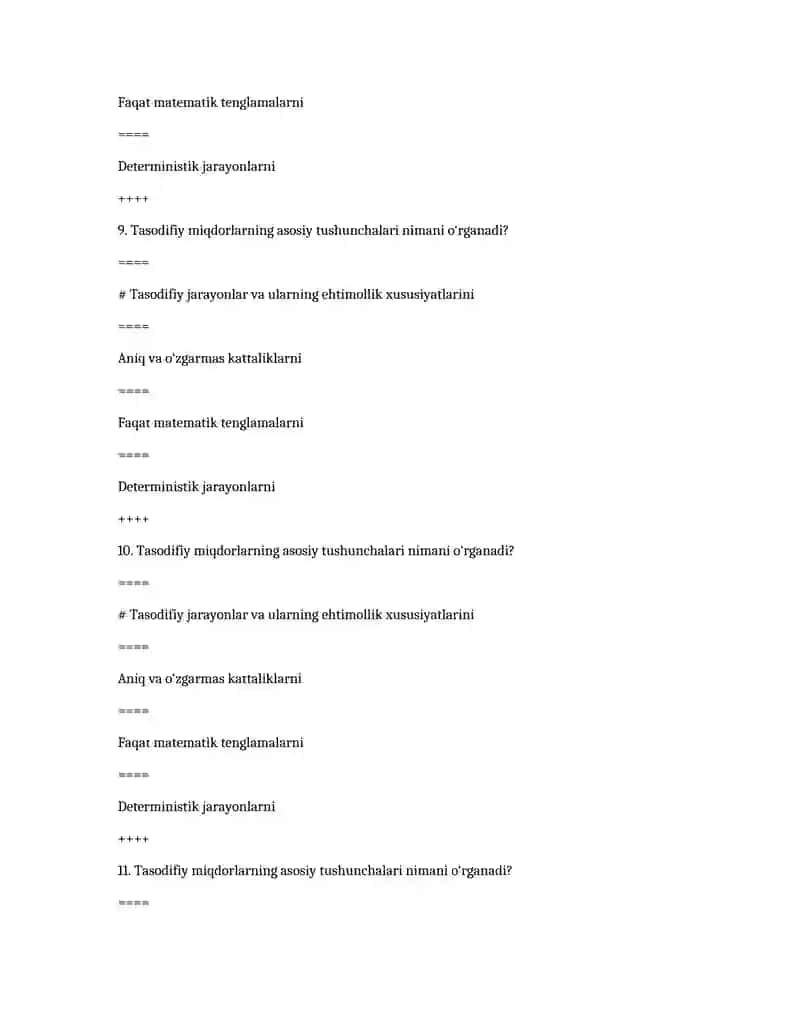 Iqtisodiyotda malumotlar tahlili test 4