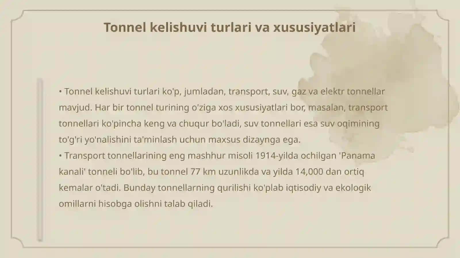 Tonnel kelishuvi va uning texnik darajasi 4