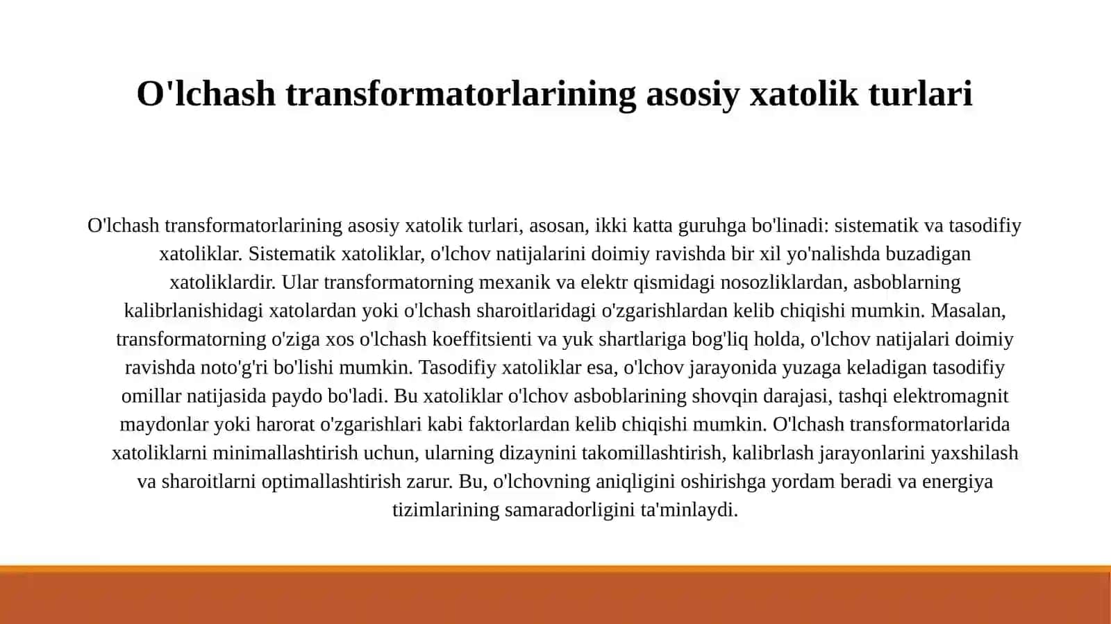 Garmoniklar ta'sirida o'lchash transformatorlaridagi xatoliklar.1 4